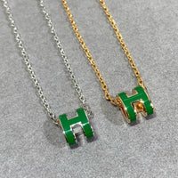 [LUXE NOBLE]POP H GREEN NECKLACE SILVER AND GOLD
