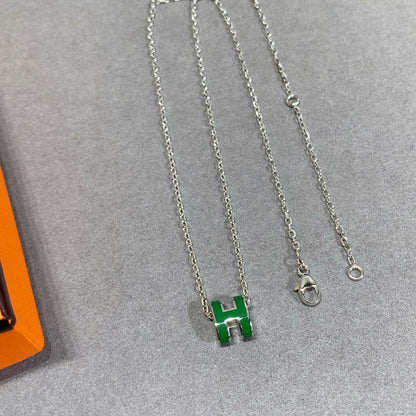 [LUXE NOBLE]POP H GREEN NECKLACE SILVER AND GOLD