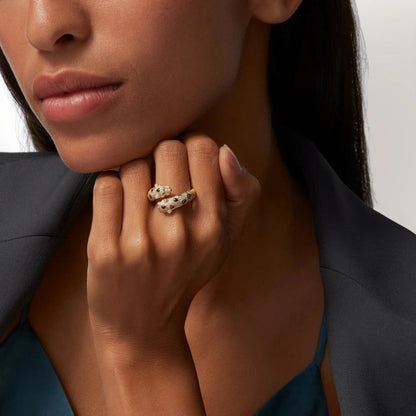 [Luxe Jewelry]PANTHERE DOUBLE HEADED FULL DIAMOND  RING