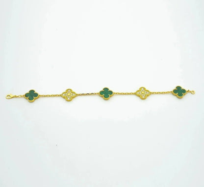 [LUXE NOBLE] CLOVER 5 MOTIF MALACHITE BRACELET COLLECTION