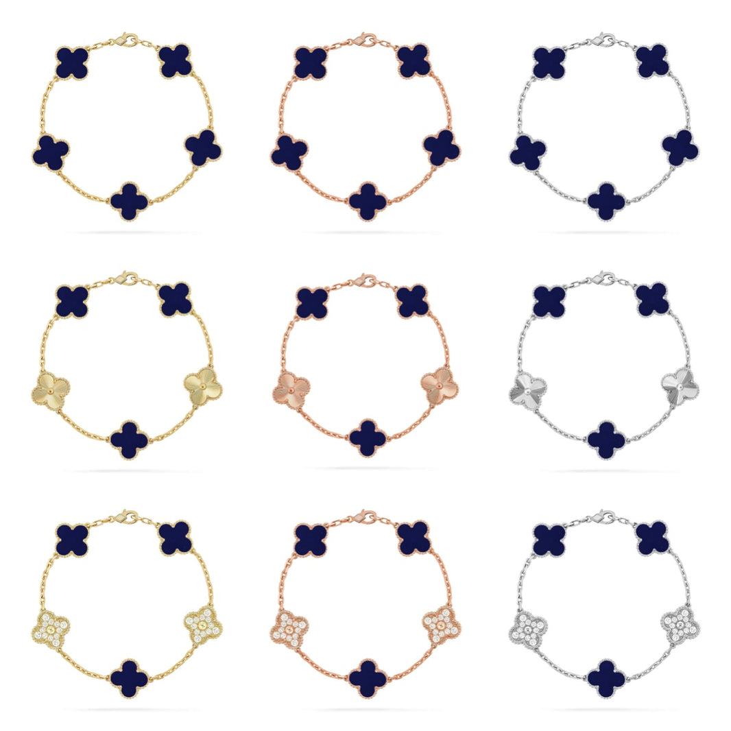 [LUXE NOBLE]CLOVER 5 MOTIF LAPIS LAZULI BRACELET COLLECTION