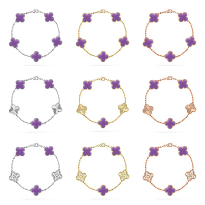 [LUXE NOBLE]CLOVER 5 MOTIF LIGHT PURPLE BRACELET COLLECTION