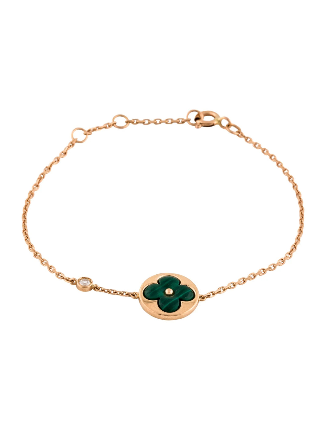 [LUXE NOBLE]SUN MALACHITE 1 DIAMOND PINK GOLD BRACELET