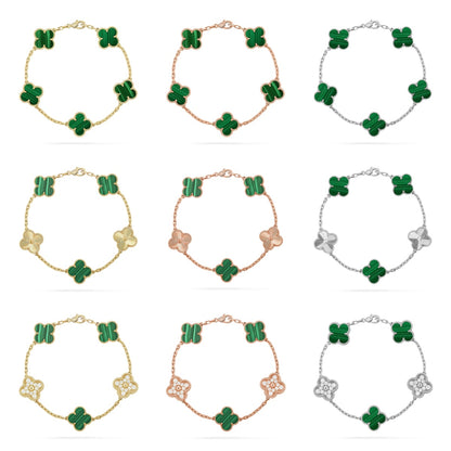 [LUXE NOBLE] CLOVER 5 MOTIF MALACHITE BRACELET COLLECTION