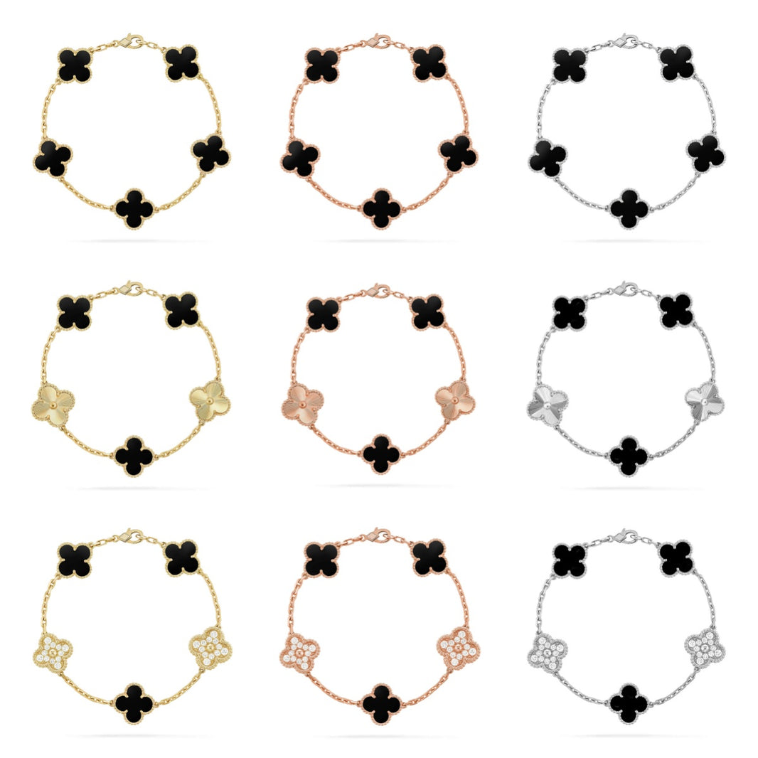 [LUXE NOBLE] CLOVER 5 MOTIF ONYXS BRACELET COLLECTION