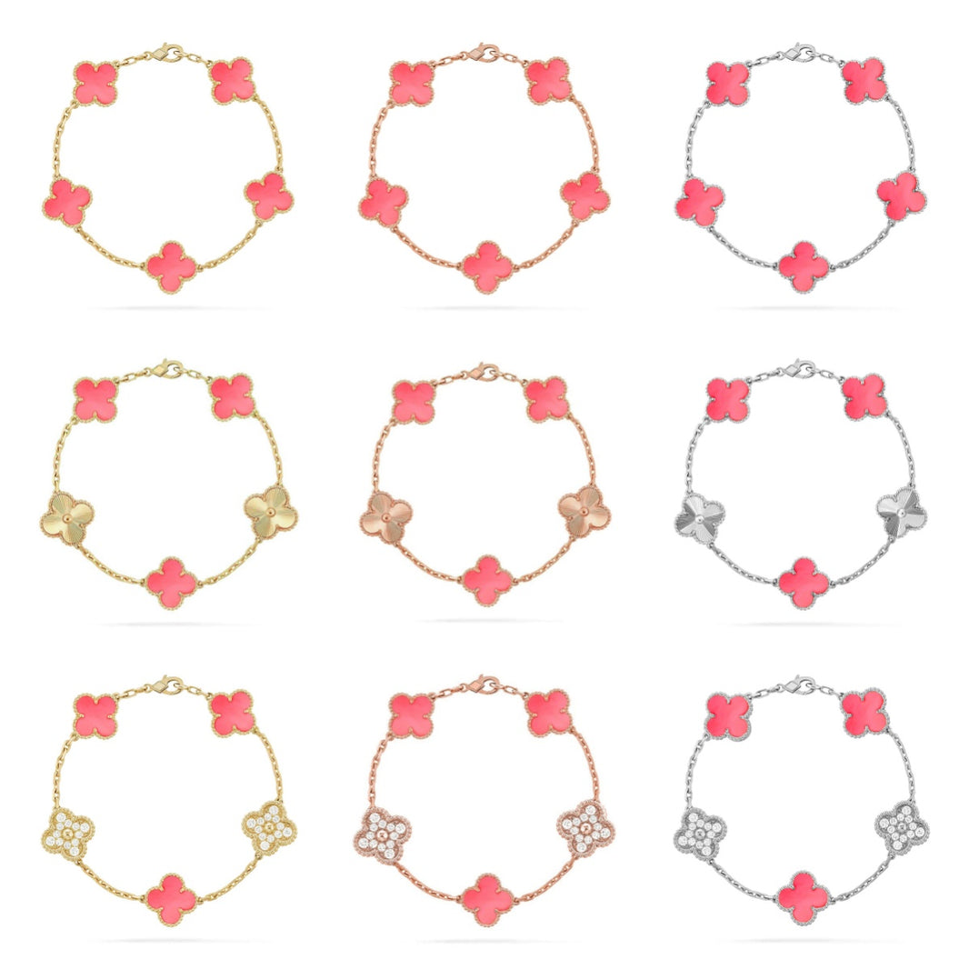 [LUXE NOBLE] CLOVER 5 MOTIFS  PINK MOP BRACELET COLLECTION