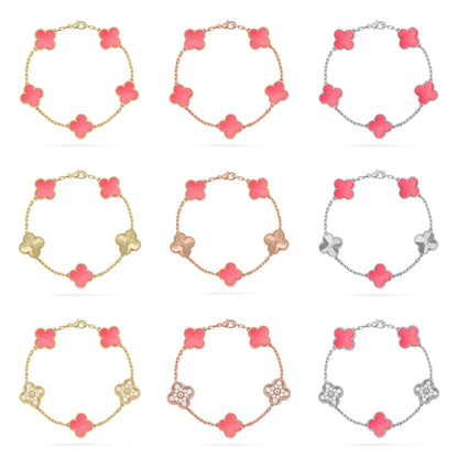 [LUXE NOBLE] CLOVER 5 MOTIFS  PINK MOP BRACELET COLLECTION