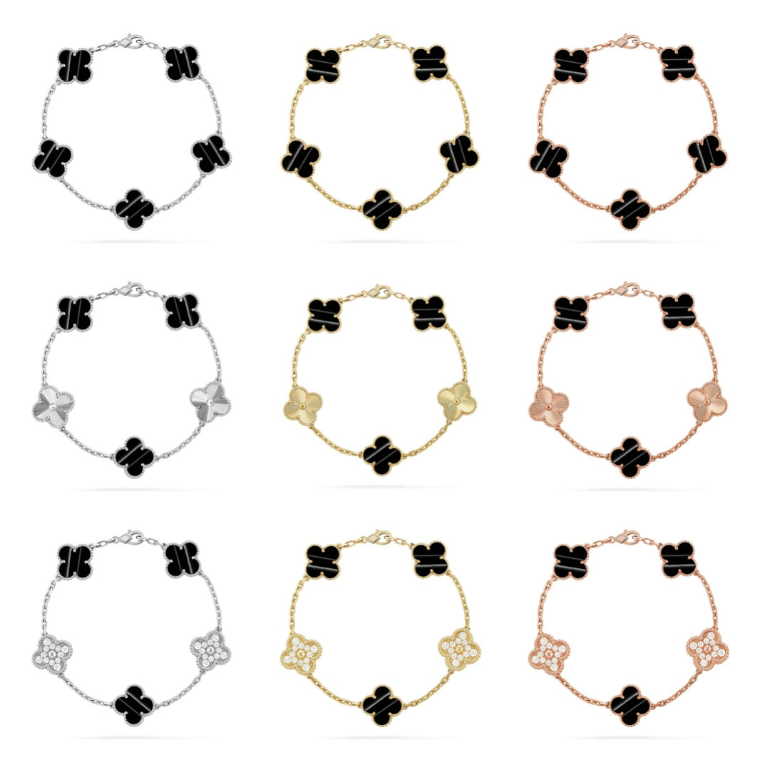 [LUXE NOBLE] CLOVER 5 MOTIF PULSAR STONE BRACELET COLLECTION