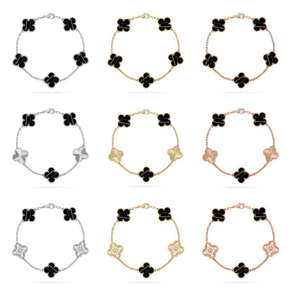 [LUXE NOBLE] CLOVER 5 MOTIF PULSAR STONE BRACELET COLLECTION