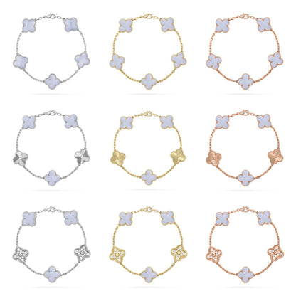 [LUXE NOBLE] CLOVER 5 MOTIF PURPLE CHALCEDONY BRACELET COLLECTION