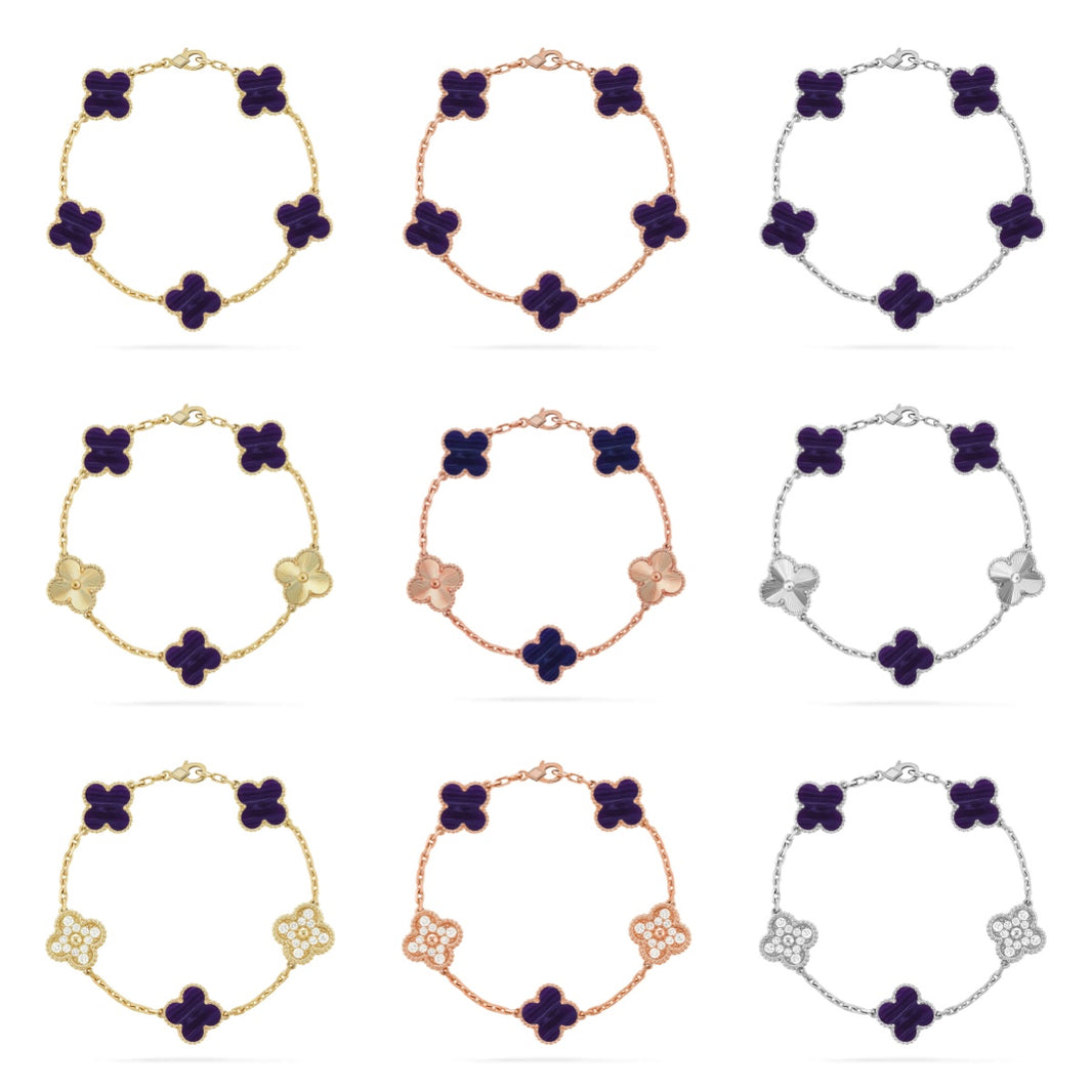 [LUXE NOBLE]CLOVER 5 MOTIF PURPLE STRIPES BRACELET COLLECTION