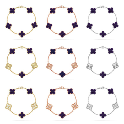 [LUXE NOBLE]CLOVER 5 MOTIF PURPLE STRIPES BRACELET COLLECTION