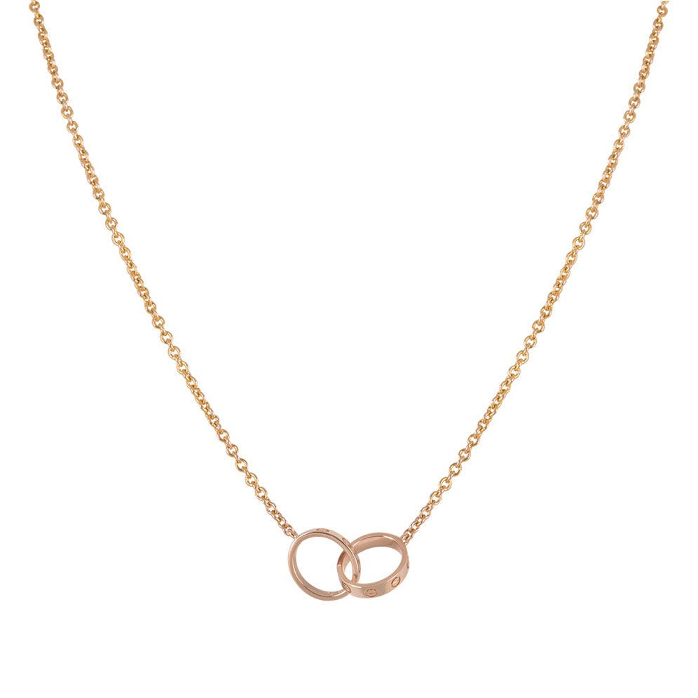 [LUXE NOBLE]LOVE NECKLACE DOUBLE RING PINK GOLD