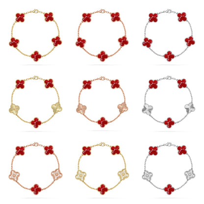 [LUXE NOBLE]CLOVER 5 MOTIF RED PATTERN BRACELET COLLECTION