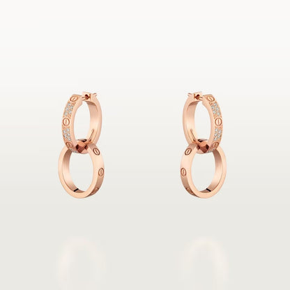 [Luxe Jewelry]LOVE 3.3MM DANGLE HALF DIAMOND EARRINGS