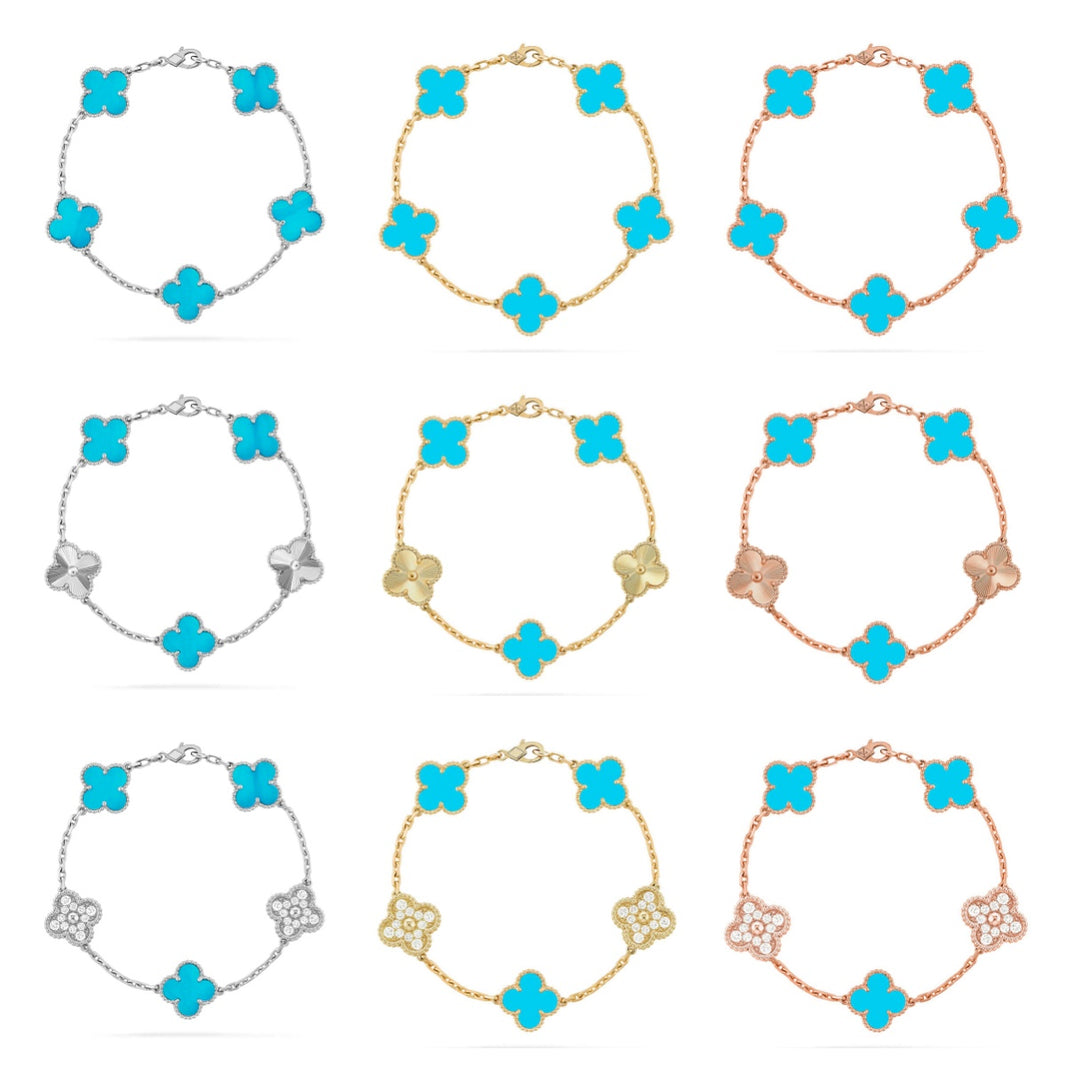 [LUXE NOBLE] CLOVER 5 MOTIF TURQUOISE BRACELET COLLECTION