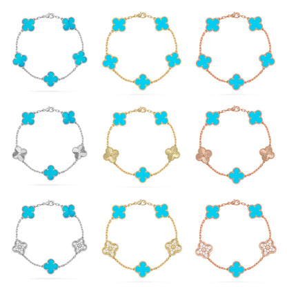 [LUXE NOBLE] CLOVER 5 MOTIF TURQUOISE BRACELET COLLECTION