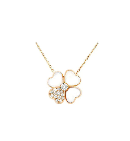 [LUXE NOBLE] CLOVER MOP DIAMOND ROSE GOLD NECKLACE