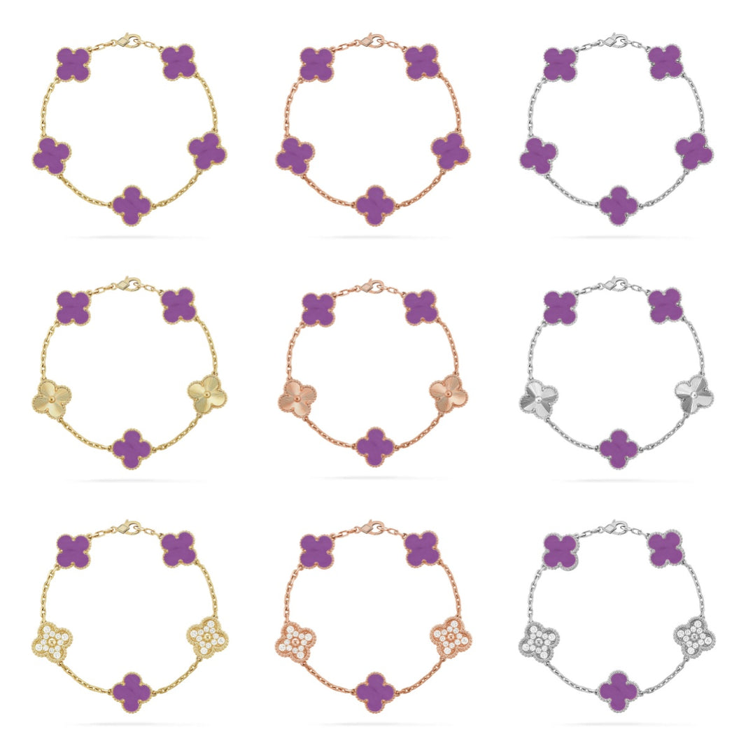 [LUXE NOBLE] CLOVER 5 MOTIF VIOLET BRACELET COLLECTION