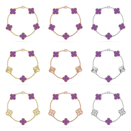 [LUXE NOBLE] CLOVER 5 MOTIF VIOLET BRACELET COLLECTION