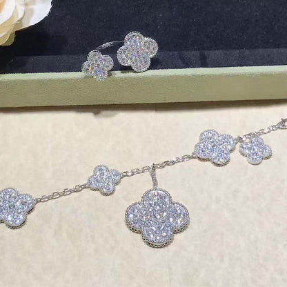 [LUXE NOBLE]CLOVER 6 MOTIFS SILVER DIAMOND BRACELET