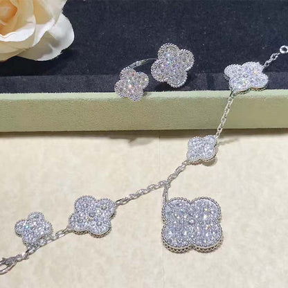 [LUXE NOBLE]CLOVER 6 MOTIFS SILVER DIAMOND BRACELET