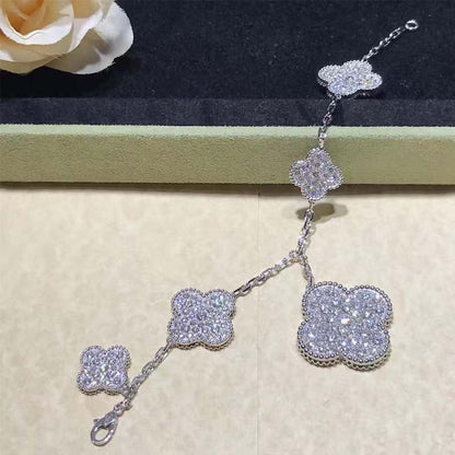 [LUXE NOBLE]CLOVER 6 MOTIFS SILVER DIAMOND BRACELET