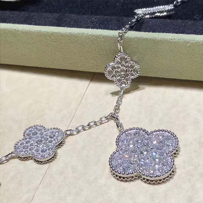 [LUXE NOBLE]CLOVER 6 MOTIFS SILVER DIAMOND BRACELET