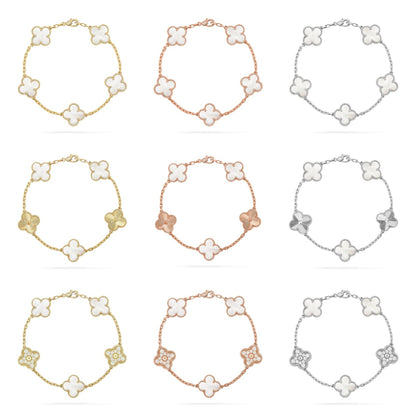 [LUXE NOBLE]CLOVER WHITE PEARL MOP 5 MOTIF BRACELET COLLECTION
