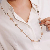 [LUXE NOBLE]CLOVER 20 MOTIFS DARK MOP DIAMOND  NECKLACE