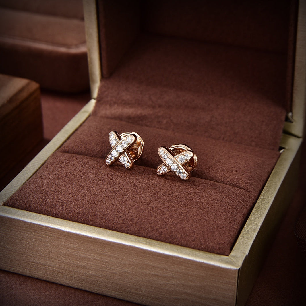 [LUXE NOBLE]JEUX DE GOLD DIAMOND EARRINGS