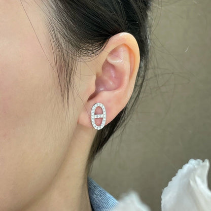 [LUXE NOBLE]HM FULL DIAMOND PIG NOSE STUD EARRINGS