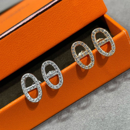 [LUXE NOBLE]HM FULL DIAMOND PIG NOSE STUD EARRINGS