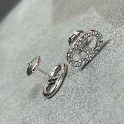 [LUXE NOBLE]HM FULL DIAMOND PIG NOSE STUD EARRINGS