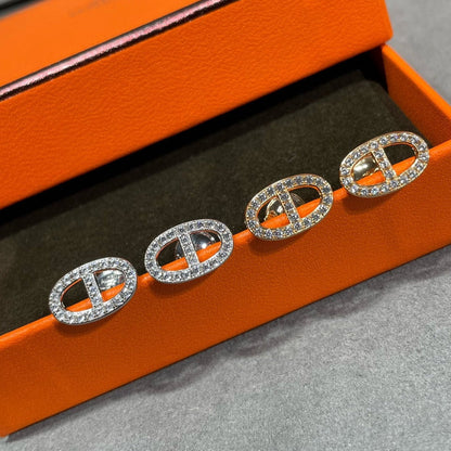 [LUXE NOBLE]HM FULL DIAMOND PIG NOSE STUD EARRINGS