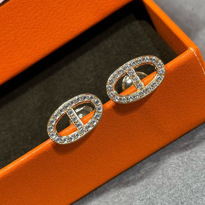 [LUXE NOBLE]HM FULL DIAMOND PIG NOSE STUD EARRINGS