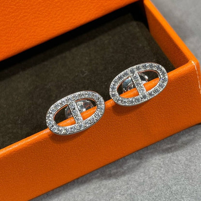 [LUXE NOBLE]HM FULL DIAMOND PIG NOSE STUD EARRINGS