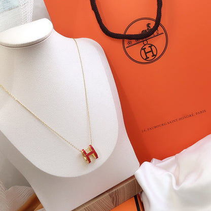 [LUXE NOBLE]HM CLIC RED ENAMEL GOLD NECKLACE
