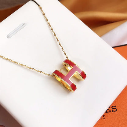 [LUXE NOBLE]HM CLIC RED ENAMEL GOLD NECKLACE