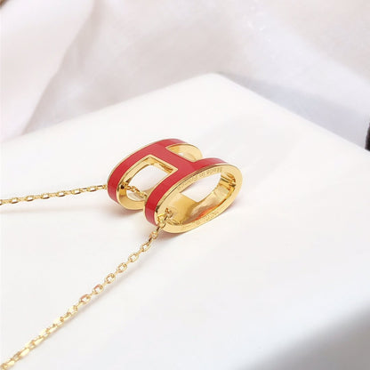 [LUXE NOBLE]HM CLIC RED ENAMEL GOLD NECKLACE