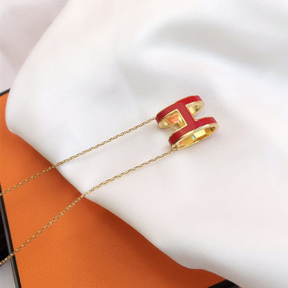 [LUXE NOBLE]HM CLIC RED ENAMEL GOLD NECKLACE