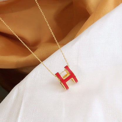 [LUXE NOBLE]HM CLIC RED ENAMEL GOLD NECKLACE