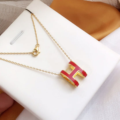 [LUXE NOBLE]HM CLIC RED ENAMEL GOLD NECKLACE