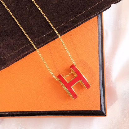 [LUXE NOBLE]HM CLIC RED ENAMEL GOLD NECKLACE