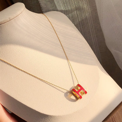 [LUXE NOBLE]HM CLIC RED ENAMEL GOLD NECKLACE