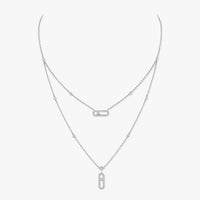 [LUXE]2 Rows Rose Gold Diamond Pave_ Necklace Move Uno