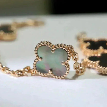 [LUXE NOBLE] CLOVER 5 MOTIF GRAY MOP BRACELET COLLECTION