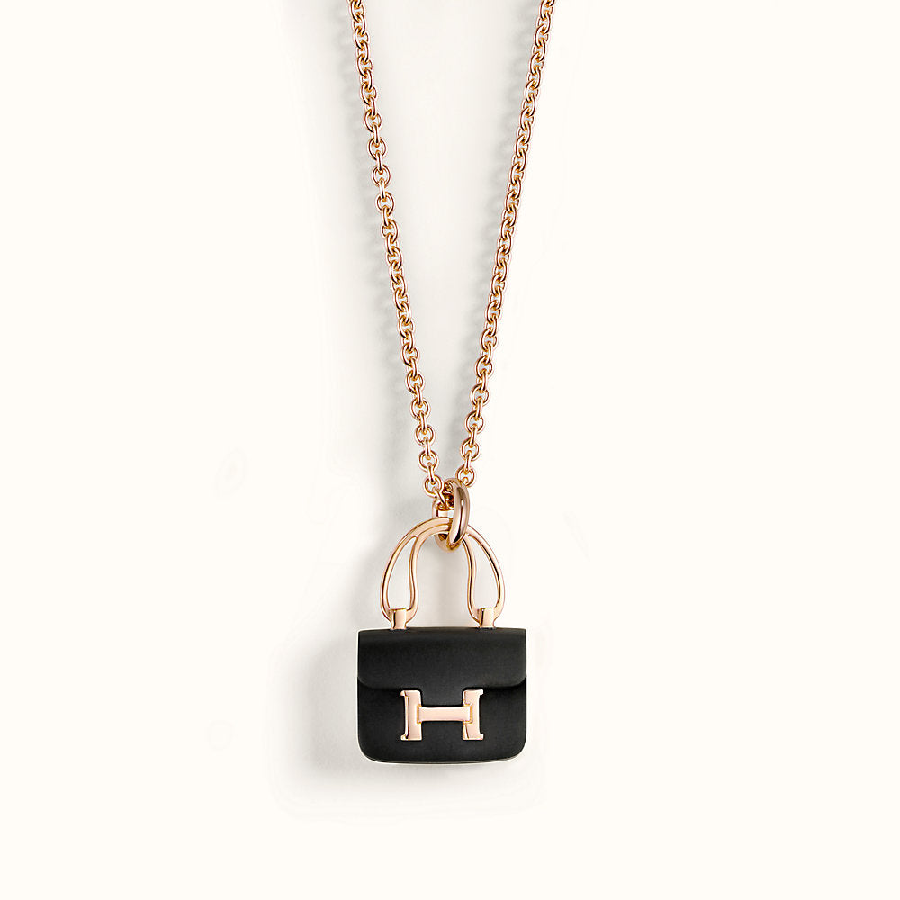 [LUXE NOBLE]CONSTANCE BLACK PEDANT PINK GOLD NECKLACE
