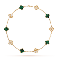 [LUXE NOBLE]CLOVER 10 MOTIFS MALACHITE DIAMOND NECKLACE