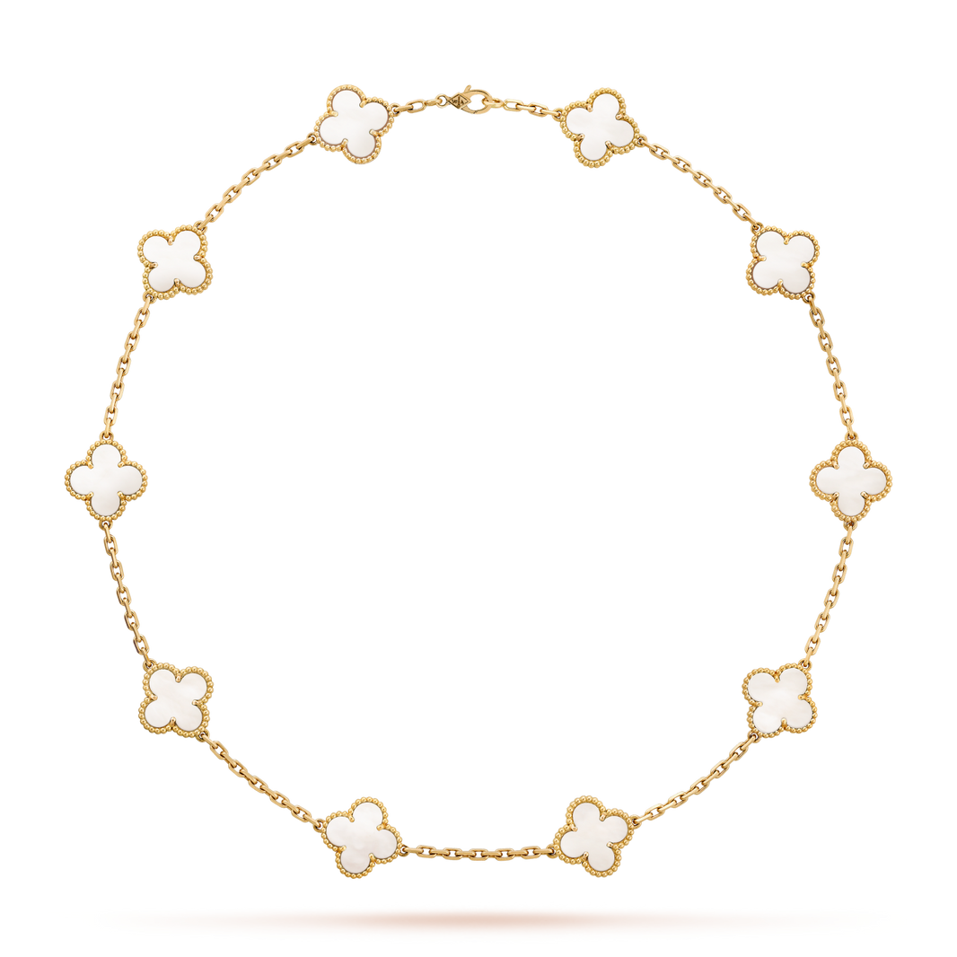 [LUXE NOBLE]CLOVER 10 MOTIFS WHITE MOTHER OF PEARL NECKLACE